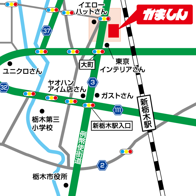 栃木平柳店の地図